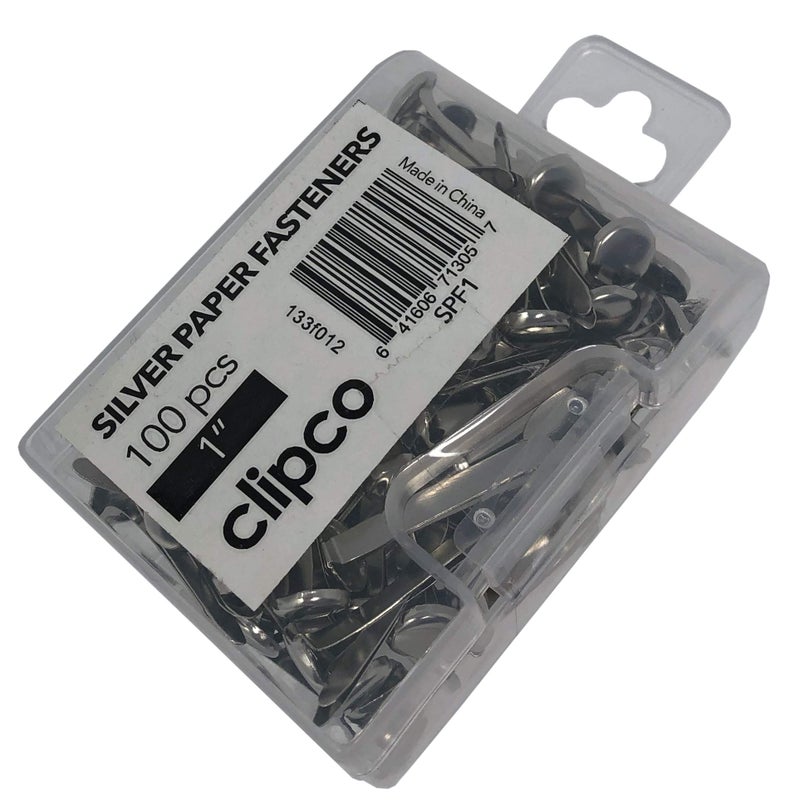 Clipco Paper Fasteners Large 1-Inch Silver Nickel Plated (100-Pack) - Image 3